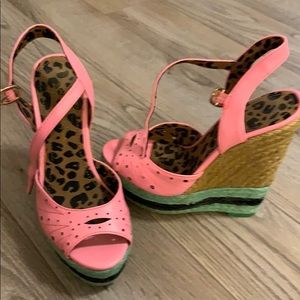 Jessica Simpson watermelon wedged Sandals